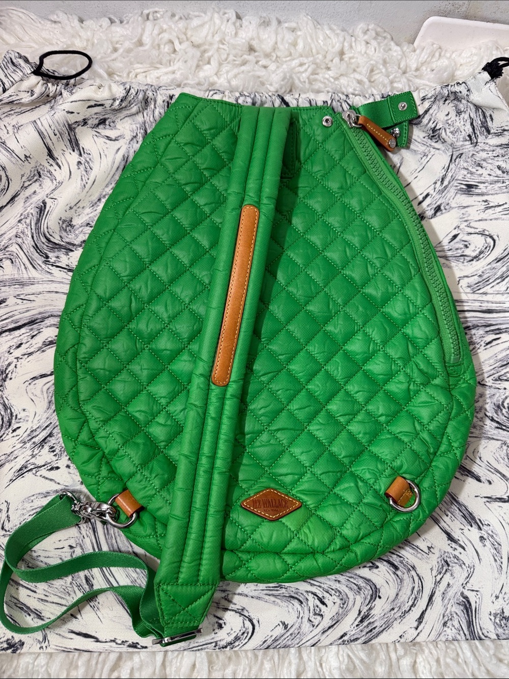 MZWallace Metro Racket Quilted Green Tennis Racket Backpack - Picture 5 of 9